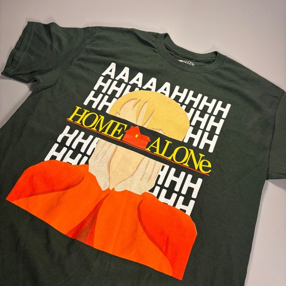 NWOT Home Alone Movie Graphic T Shirt Aaaahhh 20th Century Studios Olive Green - Picture 1 of 6